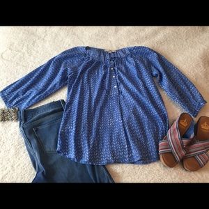 Cornflower blue/white peasant style top from Loft